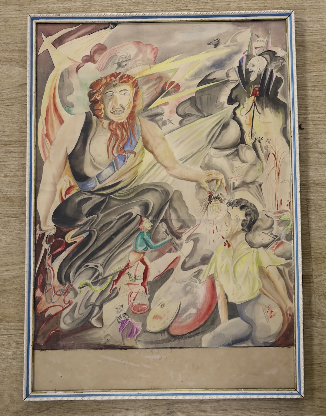 Modern British, watercolour, Illustration of Hades, 51 x 39.5cm